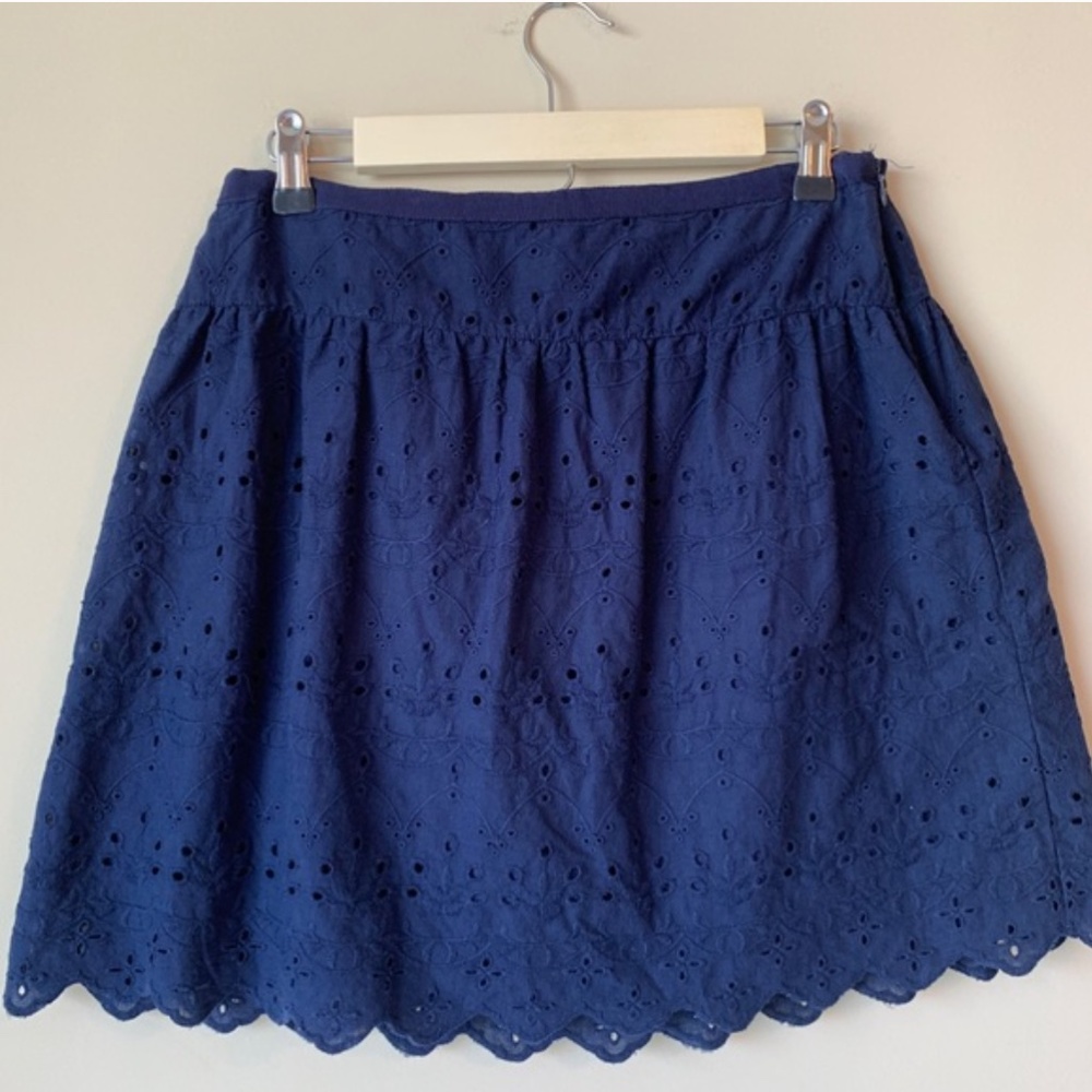 Max Studio Blue Scalloped Skirt